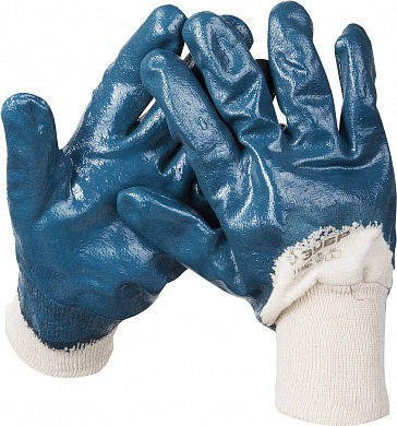Перчатки ЗУБР "МАСТЕР" рабочие с манжетой, с нитриловым покрытием ладони, размер L (9)