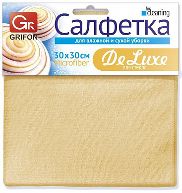 GRIFON Салфетка из микрофибры для стекла De Luxe 30 * 30 см 1 шт GRIFON 4607699000159 