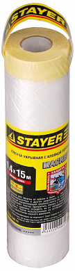Пленка STAYER "PROFESSIONAL" защитная с клейкой лентой "МАСКЕР", HDPE, 9мкм, 1,4х15м STAYER 12255-140-15 