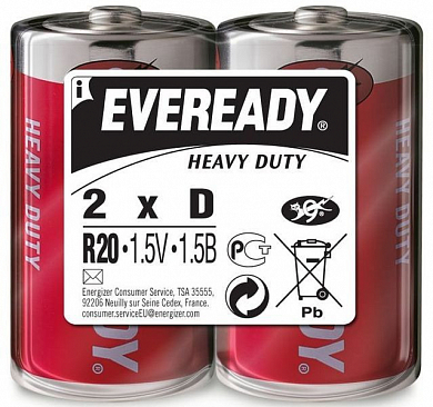 ENERGIZER Батарейка солевая Eveready D R20 2шт