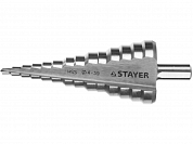 Сверло STAYER "MASTER" ступенчатое по сталям и цвет.мет., сталь HSS, d=4- 39мм,14ступ.d4-39,L -113 м STAYER 29660-4-39-14 
