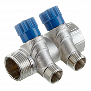 Коллектор 1' х 2 выхода 1/2' НР с вентилями (VTc.560.N.0602) VALTEC VTc.560.N.0602 