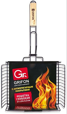 GRIFON решетка ГЛУБОКАЯ антипригарная 31 × 24 × 55 см длина с ручкой - 56 см GRIFON 4607696000046 