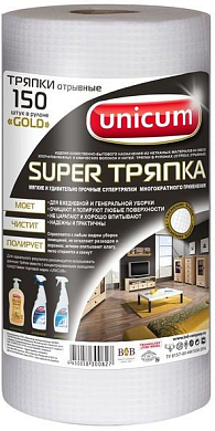 UNICUM Тряпка для уборки Gold с тиснением Подушечки 25*21см 150шт в рулоне UNICUM 4650058300827 