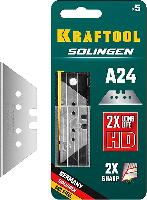 Лезвие KRAFTOOL "PRO" "SOLINGEN"сменное трапец,для универ ножей,легир инстр сталь,многоур зак,типА24 от компании ПРОМАГ