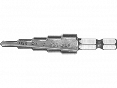 Сверло STAYER "MASTER" ступенчатое по сталям и цвет.мет., сталь HSS, d=4-12мм,5ступ.d 4-6-8-10-12,L- STAYER 29660-4-12-5 