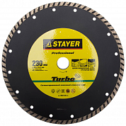 Алмазный диск 230х22,2мм STAYER "PROFESSIONAL" TURBO, сегментированный, сухая и влажная резка STAYER 3662-230_z01 