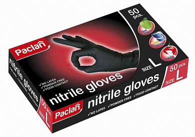 PACLAN Перчатки нитриловые черные размер L, 50 шт. Paclan 4650086012204 
