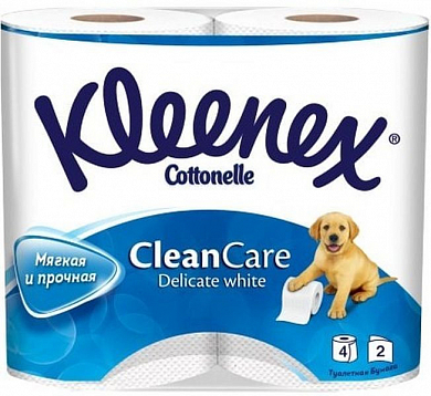 KLEENEX Туалетная бумага Деликат Уайт двухслойная белая 4шт