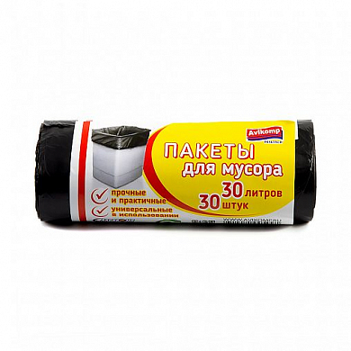 Пакеты для мусора Avikomp рулон 30 л 30 шт черные  5991 