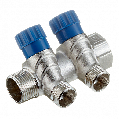 Коллектор 3/4' х 2 выхода 1/2' НР с вентилями (VTc.560.N.0502) VALTEC VTc.560.N.0502 