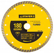 Алмазный диск 180х22,2мм STAYER "TURBO", сегментированный, сухая и влажная резка, для УШМ STAYER 3662-180 