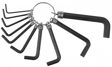 Набор DEXX: Ключи имбусовые, оксидированные, на кольце, HEX, 1,5-2-2,5-3-3,5-4-5-5,5-6-8, 10шт от компании ПРОМАГ