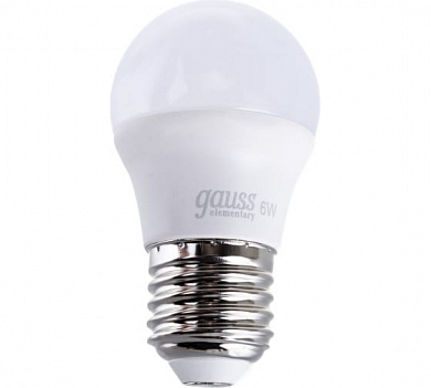 Лампа светодиодная LED 6 Вт 450 Лм 4100К белая Е27 Шар Elementary Gauss GAUSS 53226 