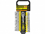 Набор STAYER "STANDARD": Торцовые головки, биты-головки (1/4") на пластик рельсе, трещотка, удл-тель STAYER 27754-H28 