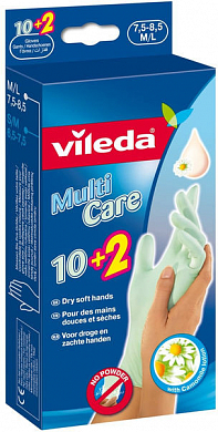 ВИЛЕДА Перчатки Мульти Латекс 10+2 шт одноразовые в упаковке (M/L) Vileda 4023103130517 