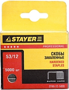 Скобы тип 53, 14 мм, особотвердые, STAYER "PROFESSIONAL" 3160-14, 1000 шт STAYER 3160-14 
