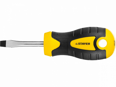Отвертка STAYER "MASTER" "ТECHNO", двухкомпонентная рукоятка, магнит наконечник, Cr-V, "STUBBY" ( бо от компании ПРОМАГ
