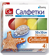 GRIFON набор салфеток из микрофибры30 × 30 см 4 шт в блистере 4 шт GRIFON 4607699000401 