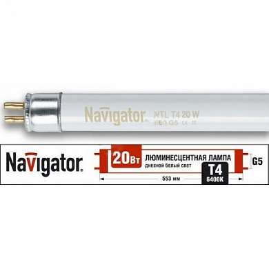 Лампа линейная люминесцентная ЛЛ 20вт NTL-Т4 860 G5 дневная (94115 NTL-T4) Navigator Group 14170 