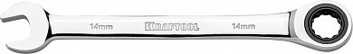 Ключ комбинированный KRAFTOOL трещоточный, Cr-V, зеркальное хромированное покрытие, 14мм от компании ПРОМАГ