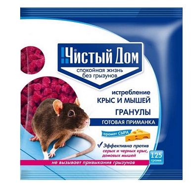 ЧИСТЫЙ ДОМ гранулы от крыс и мышей с запахом сыра 100 г  4601826019373 