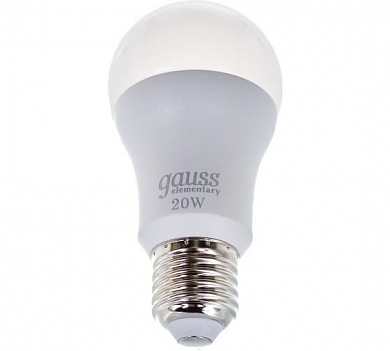 Лампа светодиодная LED 20 Вт 1750 Лм 6500К холодная E27 А60 Elementary Gauss GAUSS 23239 