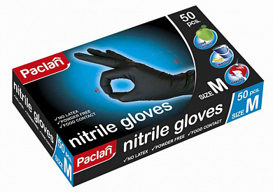PACLAN Перчатки нитриловые черные размер M, 50 шт. Paclan 4650086012198 