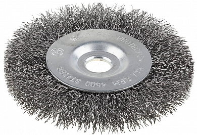 Щетка STAYER дисковая для точильно-шлифовального станка, витая сталь 0,3мм, 100/12,7/16мм