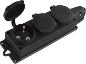 Розетка тройная евро 16А, каучук с крышками 220В, IP44  106-0400-101 Р 
