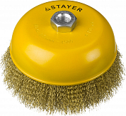 STAYER "PROFESSIONAL". Щетка чашечная для УШМ, витая стальная латунированная проволока 0,3мм, 150ммх STAYER 35125-150 