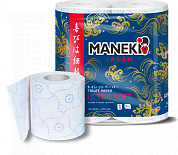 Maneki Бумага туалетная OCEAN 3сл.167л 23м.голуб.тиснение и аром. Океан.бриза 4рул. Maneki 4895228900418 