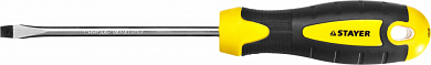Отвертка STAYER "MASTER" "ТECHNO", двухкомпонентная рукоятка, магнитный наконечник, Cr-V, SL5,0x100м от компании ПРОМАГ