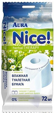 AURA Влажная туалетная бумага 72шт AURA 4607068626942 