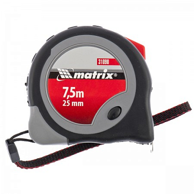 Рулетка измерительная  7,5м/25мм MATRIX Continuous fixation двухкомпонентный корп., плавная фиксация от компании ПРОМАГ