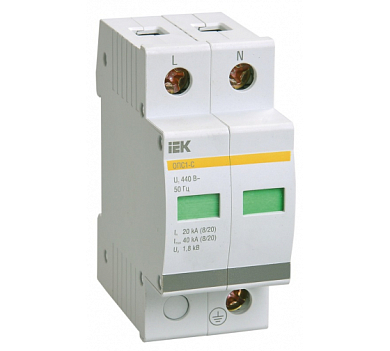 Ограничитель перенапряжения ОПС1-C 2P 20кА 400В IEK MOP20-2-C 