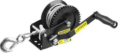 Лебедка ручная барабанная STAYER "MASTER", тяговая, тросовая, 0,7т, 8м STAYER 43112-0.7 