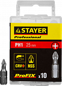 Биты STAYER "PROFESSIONAL" ProFix Phillips, тип хвостовика C 1/4", № 1, L=25мм, 10шт STAYER 26201-1-25-10 