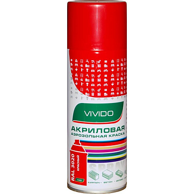Краска аэрозоль DETON Красный транспортный, RAL 3020, 520мл.  DTN-3001 