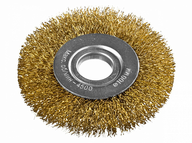 DEXX. Щетка дисковая для УШМ, витая стальная латунированная проволока 0,3мм, 100ммх22мм