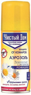 ЧИСТЫЙ ДОМ Аэрозоль от комаров с экстрактом ромашки 100 мл ЧИСТЫЙ ДОМ 4601826016044 