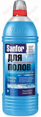 СХЗ SANFOR Средство универсальное для мытья полов "SANFOR" УЛЬТРА БЛЕСК, Прохлада водопада, 1000 мл Sanfor 4602984015788 