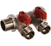 Коллектор 3/4' х 2 выхода 1/2' НР с отсекающими кранами (VTc.580.N.0502) VALTEC VTc.580.N.0502 