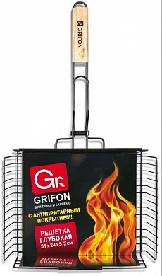 GRIFON решетка ГЛУБОКАЯ антипригарная 31 × 24 × 55 см длина с ручкой - 56 см GRIFON 4607696000046 