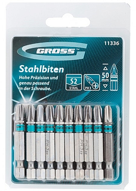 Набор бит РН3 х 50, сталь S2, 10 шт. Gross GROSS 11336 
