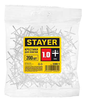 Крестики STAYER для кафеля, 1мм, 200шт от компании ПРОМАГ